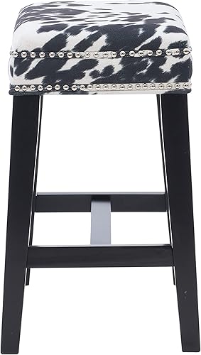 Miniatura 8 de Taburete de mostrador sin espalda con estampado de vaca negra Harlow Linon