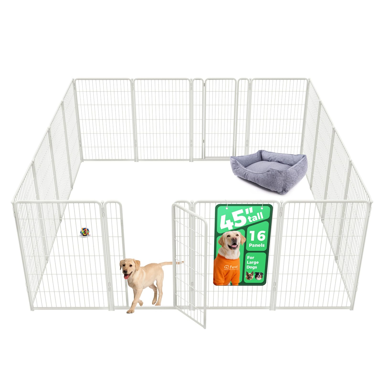FXW Homeplus Indoor Dog Playpen, 45" H, 16 Panels, for Large Dogs