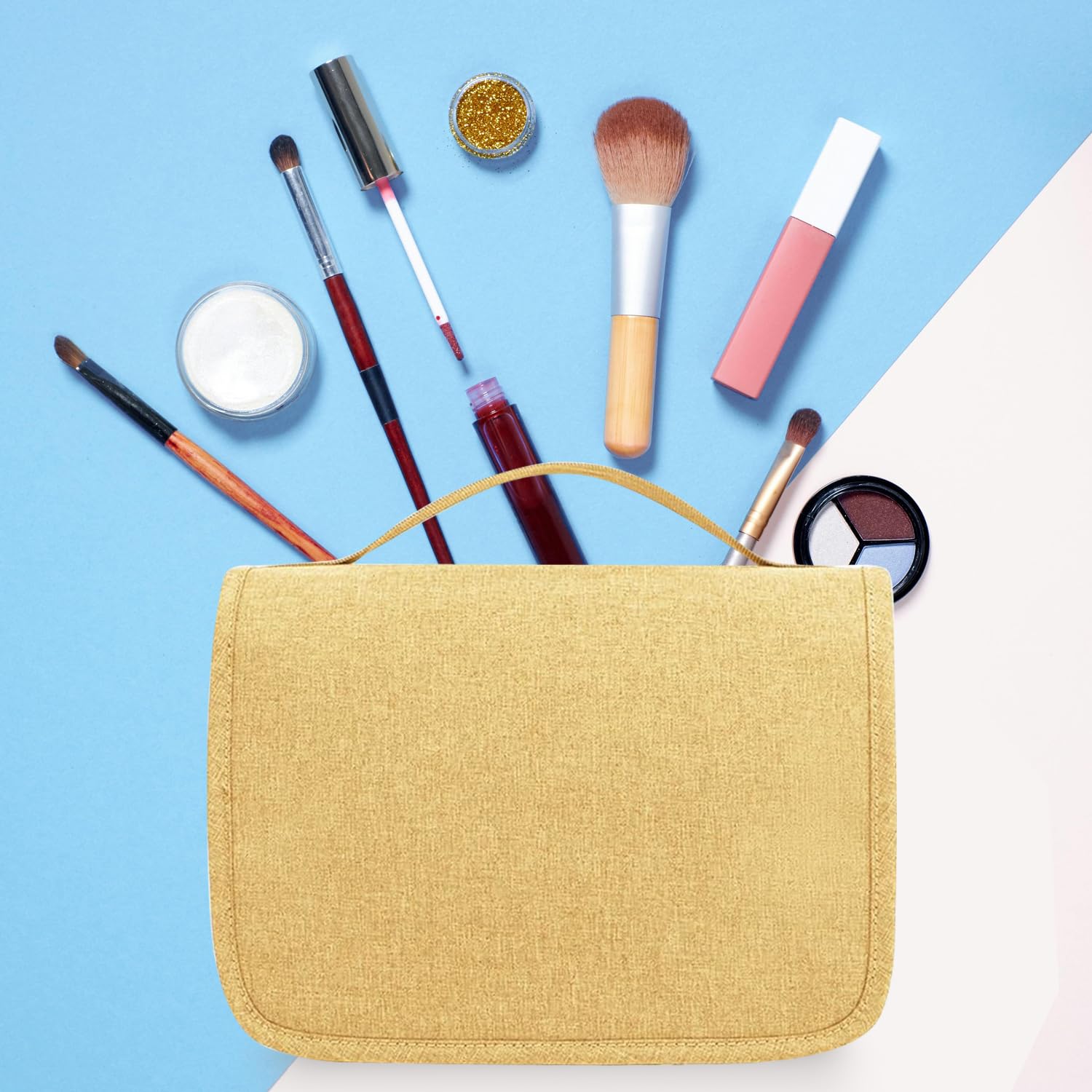 Neceser de viaje colgante con gancho para colgar, resistente al agua, organizador de viaje para accesorios, bolsa organizadora de viaje portátil para artículos de tocador, Blanco apagado, S,
