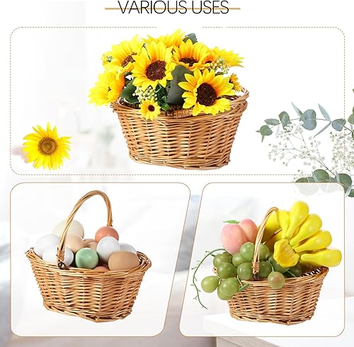 Miniatura 51 de Barydat 6 cestas pequeñas de mimbre para pícnic con asa, cestas ovaladas de sauce trenzado para regalo para boda, baby shower, Navidad, invierno