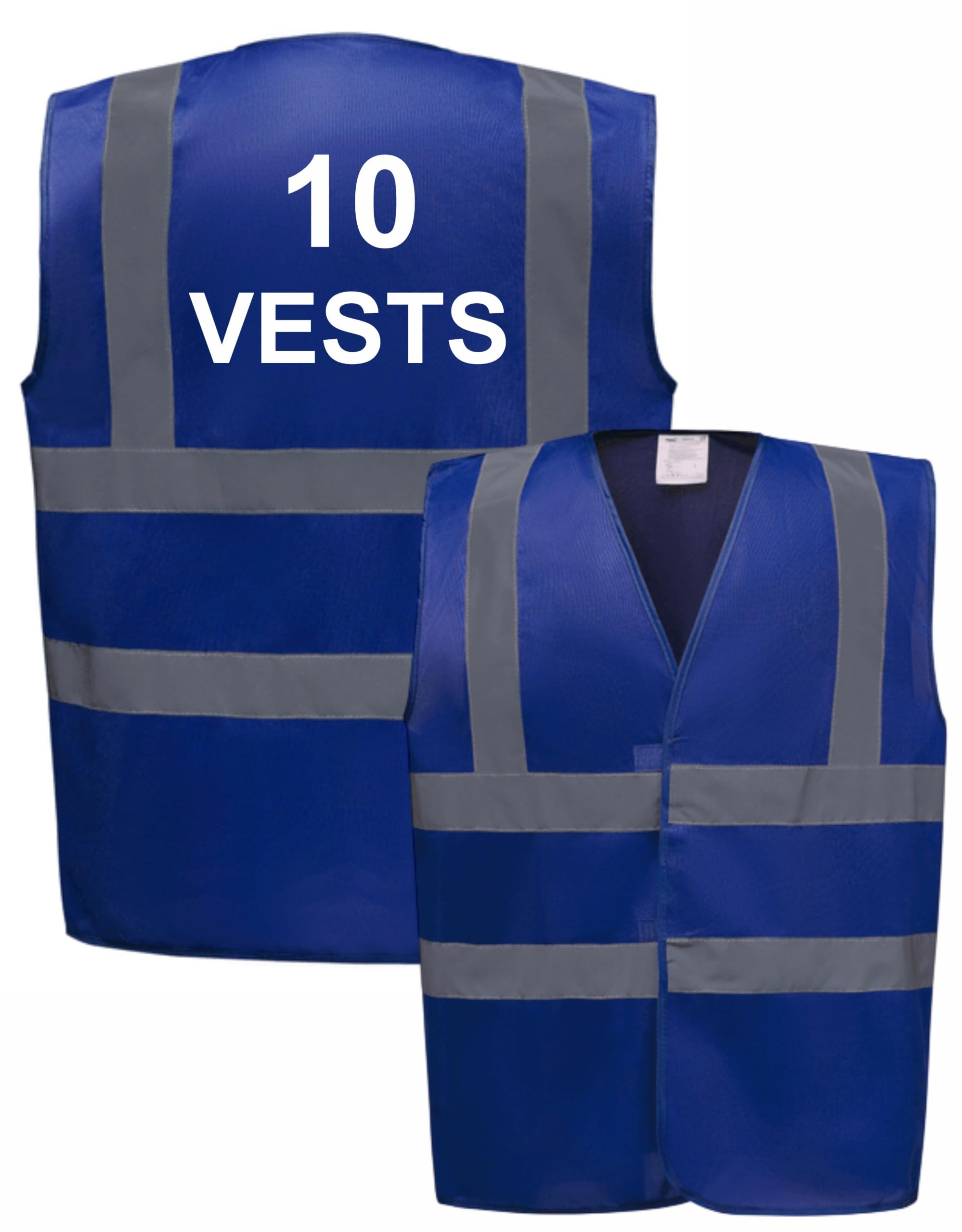 10 Blue Hi Vis Safety Vests, Bulk Discounts, Events, Shows, Concerts, Brook Hi Vis Vest