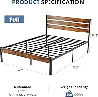 Vista 2 de OLIXIS Base de cama de tamaño matrimonial con cabecero, base de colchón de 800 libras con soporte de metal resistente, almacenamiento debajo