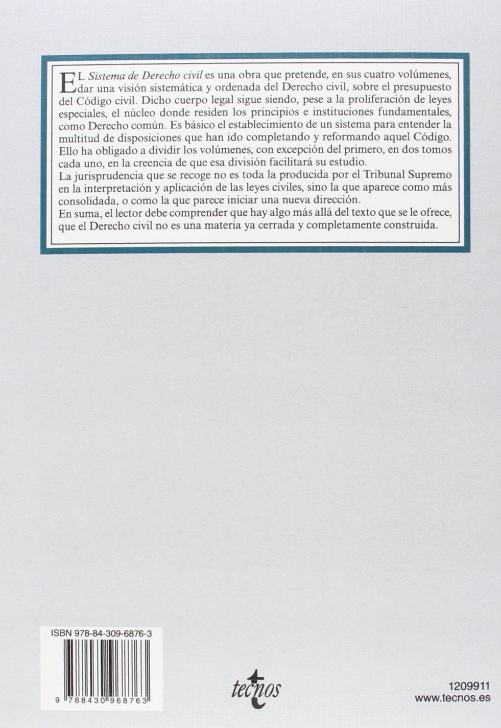 Sistema de Derecho Civil: Volumen I. Parte general del Derecho civil y personas jurídicas (Derecho - Biblioteca Universitaria de Editorial Tecnos)
