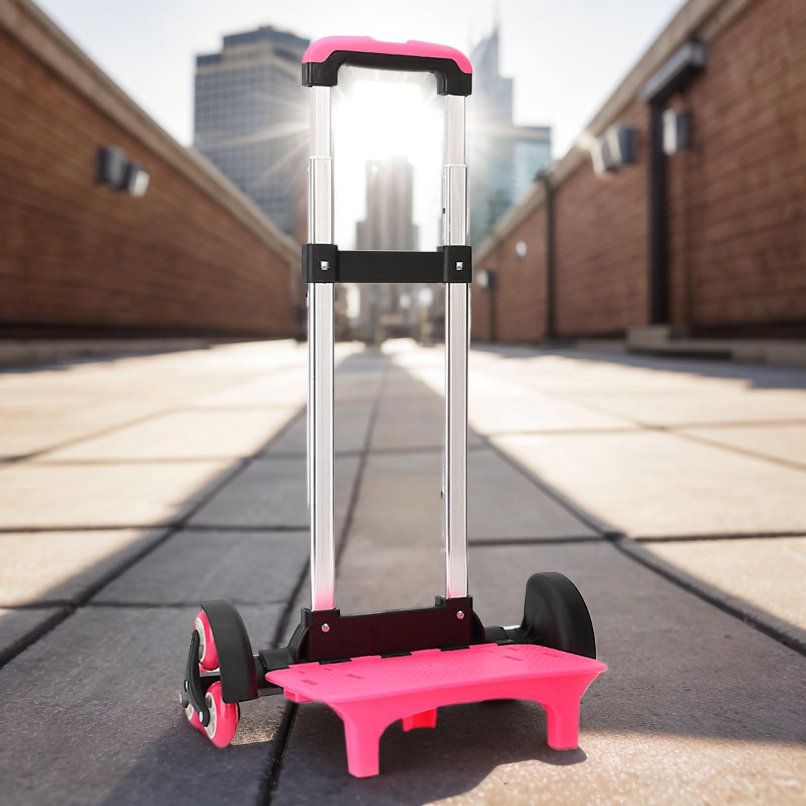 Carro plegable de 6 ruedas con asa telescópica, equipaje de viaje para mochilas escolares