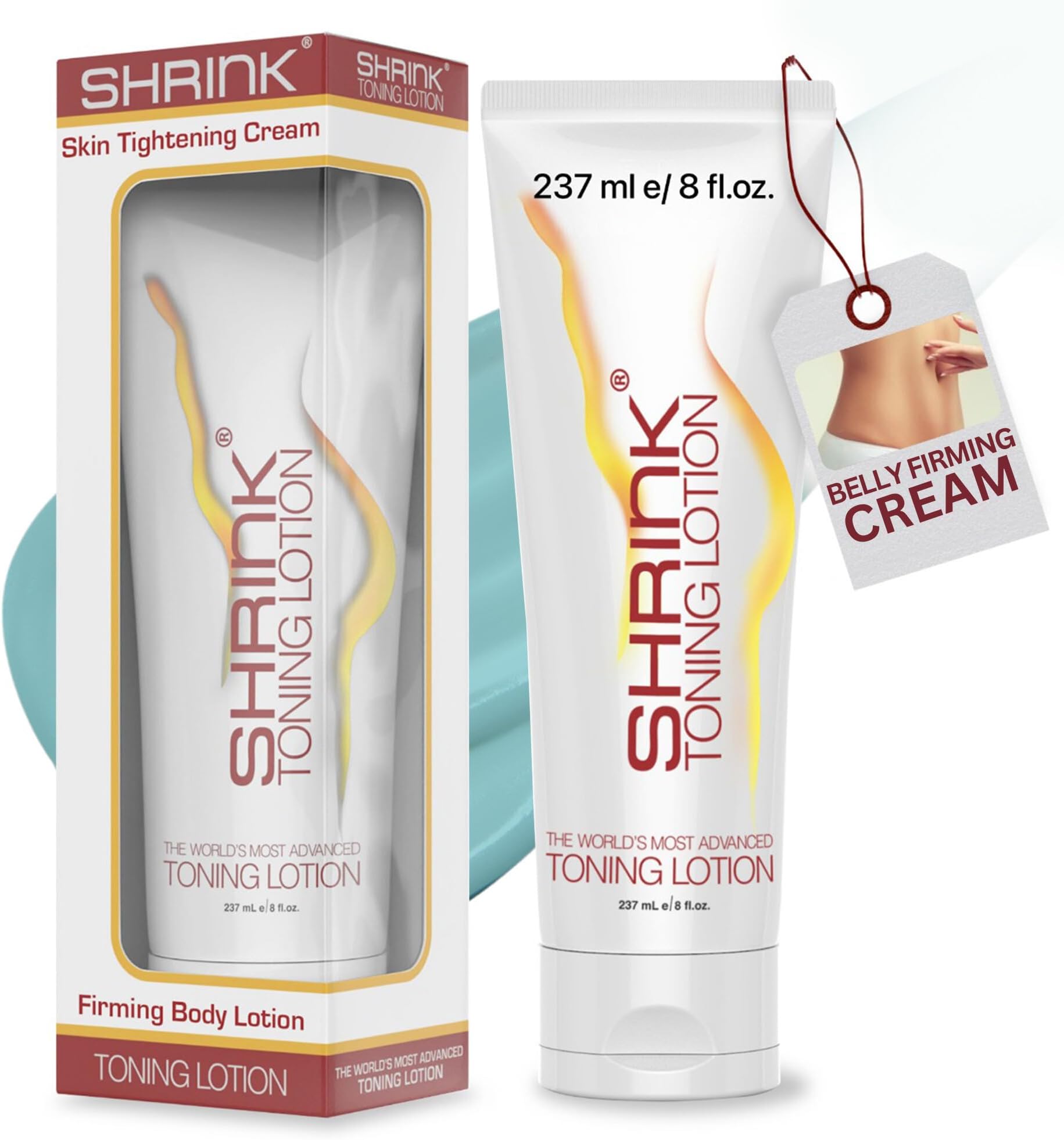 Shrink Toning Lotion – Belly Firming and Skin Tightening Lotion for Loose Skin- Workout Cream Smoothing the Legs, Arms, Butt, Stomach, Thighs and Back - Thermogenic Cream for Women and Men (8oz)