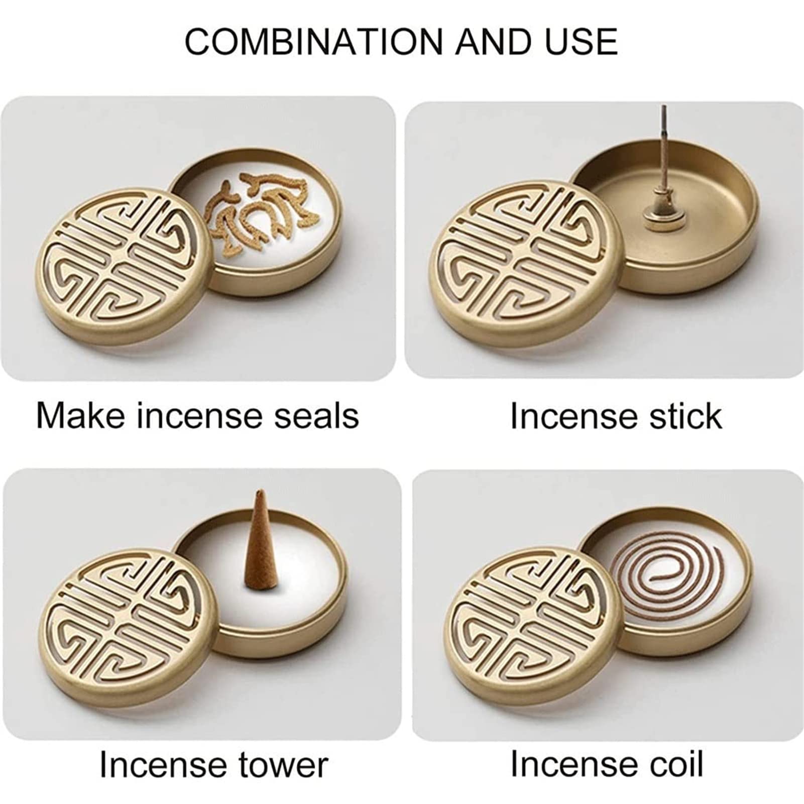 Kit de fabricación de incienso de latón con moldes de reflujo y herramientas para fragancia y meditación en el hogar