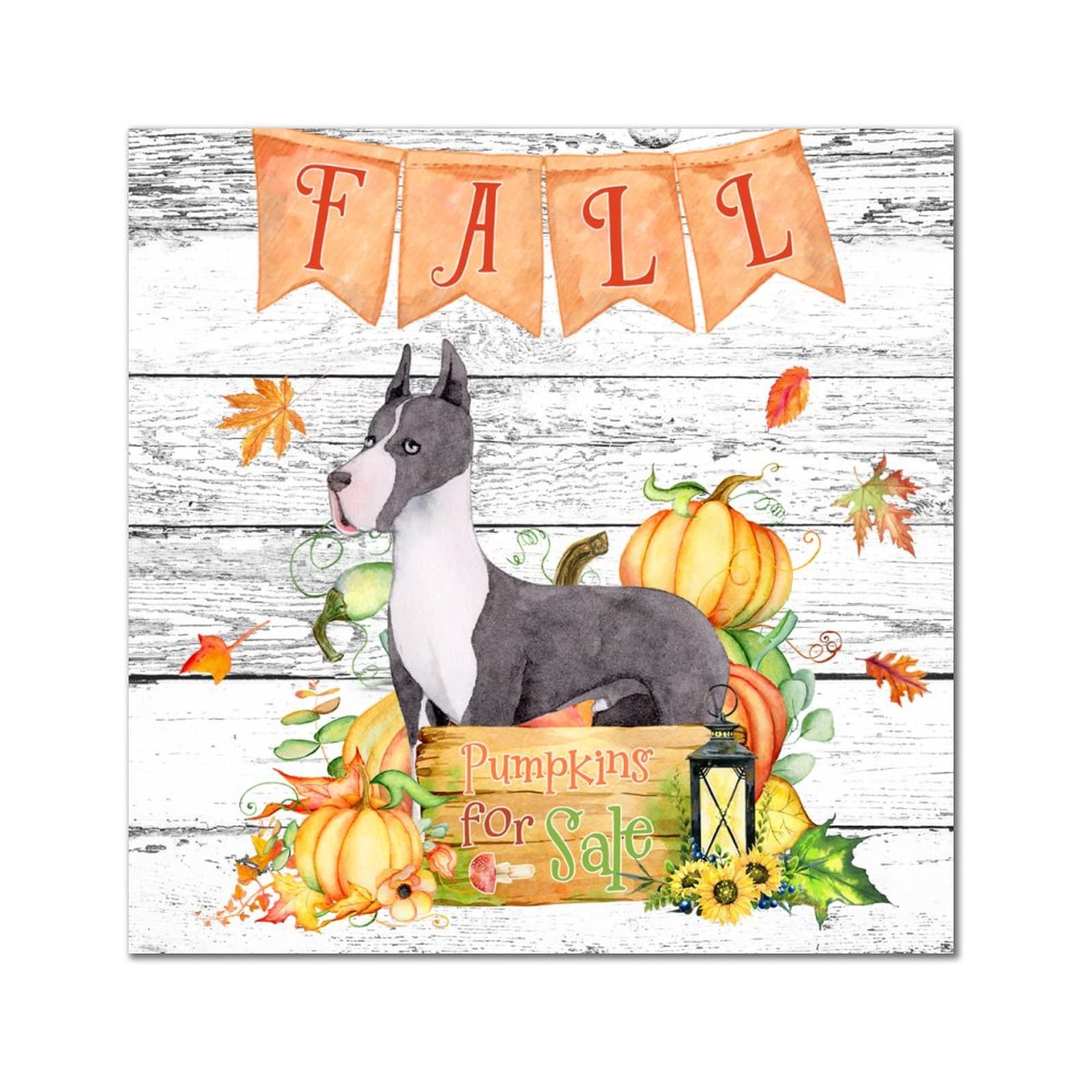 Plaque bois automne citrouilles et chien motif rustique durable