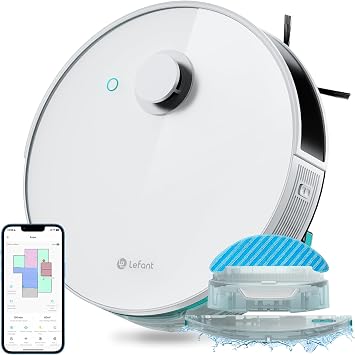 Lefant N3 Robot Vacuum and Mop Combo, Precision Mapping with Lidar & dToF Sensors, Max 4000Pa Suction, Ultrasonic Carpet Detection, Robotic Vacuum Cleaner with Sonic Mopping, WiFi/App/Alexa Control