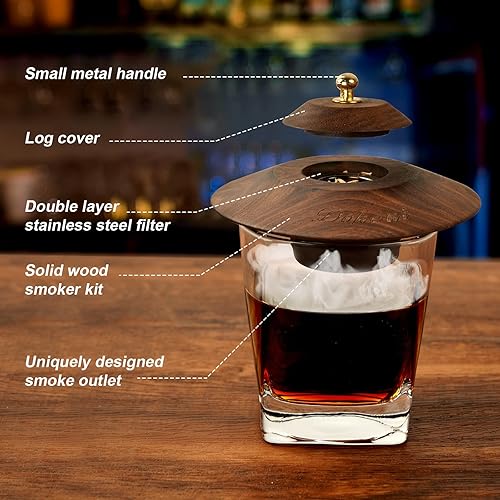 Miniatura 5 de Kit de ahumador de cóctel con antorcha, kit de cóctel antiguo, chips de madera de 4 sabores para whisky y bourbon, kit de infusor de ahumador de