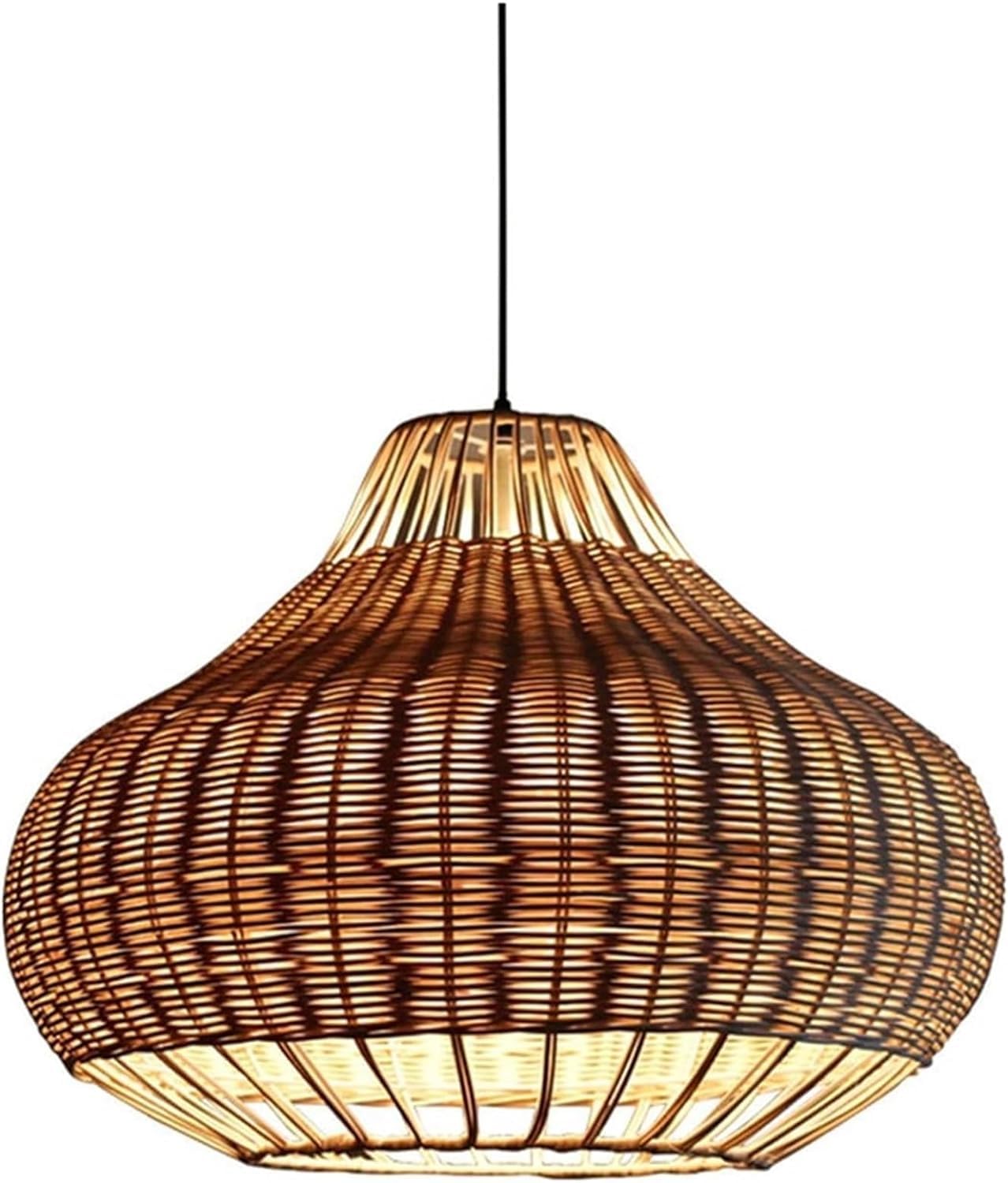 LYMSXAZOU Handmade Southeast Asian Rattan Chandelier Adjustable Boho Pendant Light Large Woven Hanging Lamp