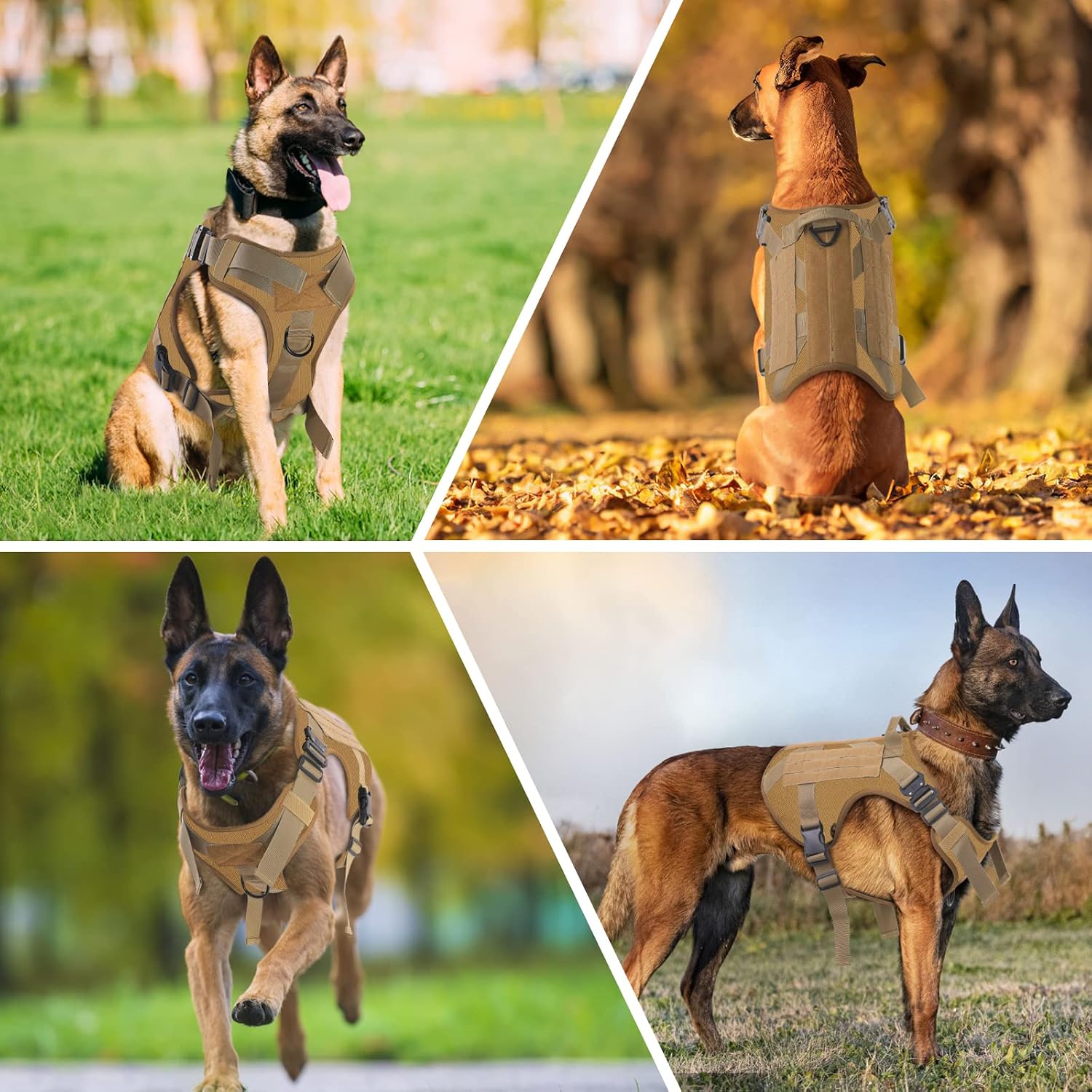 voopet Large Dog Tactical Harness with 6PCS Tags, Service Dog in Training Heavy Duty Dog Vest, K9 Militray Style Dog Walking Vest Harness with Handle and More Larger Molle & Loop Panels