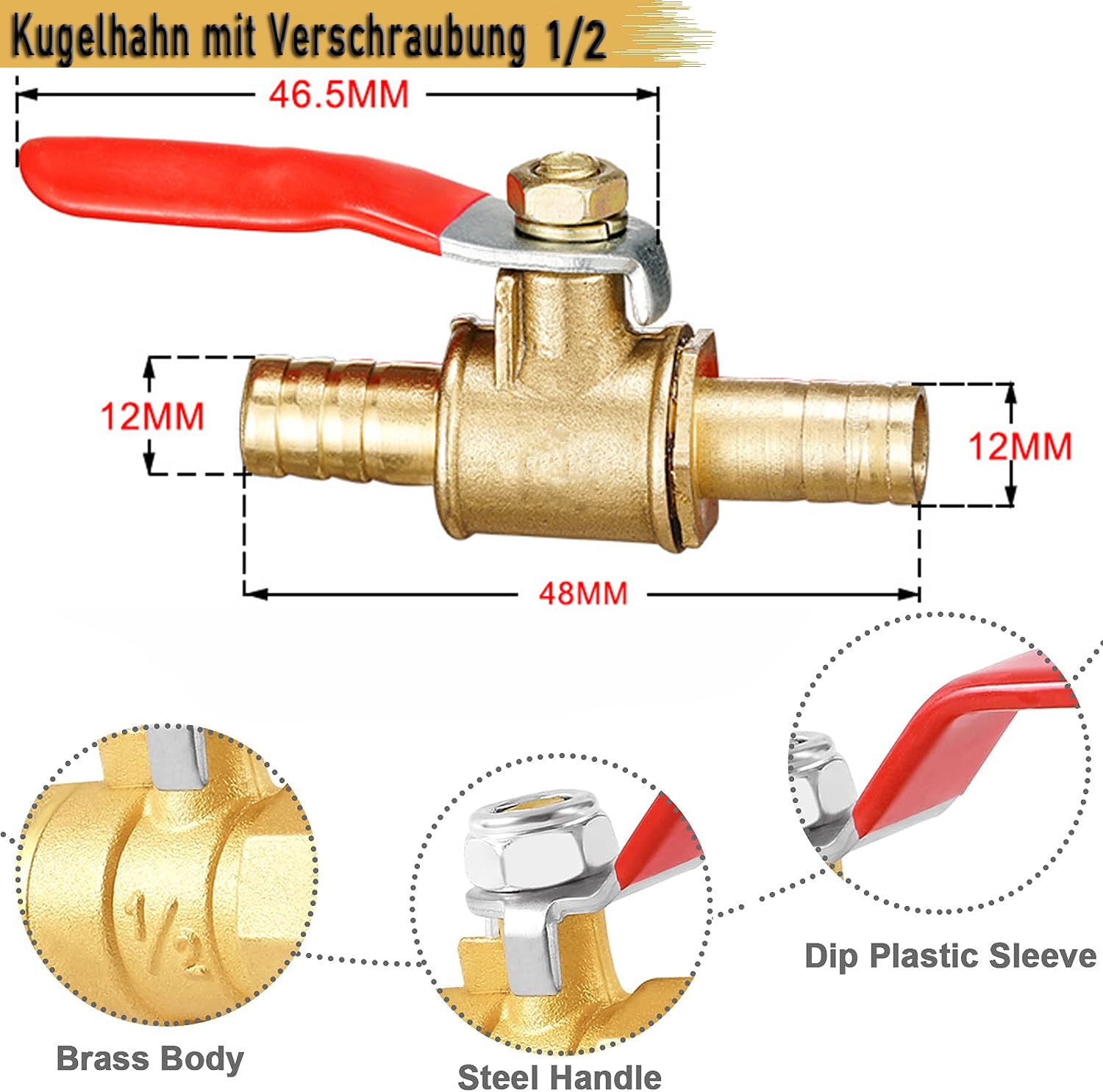 M METERXITY Kugelhahn mit Widerhaken, Kugelhahn, Absperrschalter, für Tropfbewässerung und M METERXITY Kugelhahn mit Widerhaken, Kugelhahn, Absperrschalter, für Tropfbewässerung und