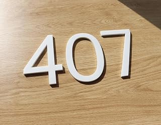 5 Inch White House Numbers 3, Modern Matte White Acrylic Address Sign for Mailbox, Door, Apartment, Office, Hotel, Easy Stick-On Address Sign