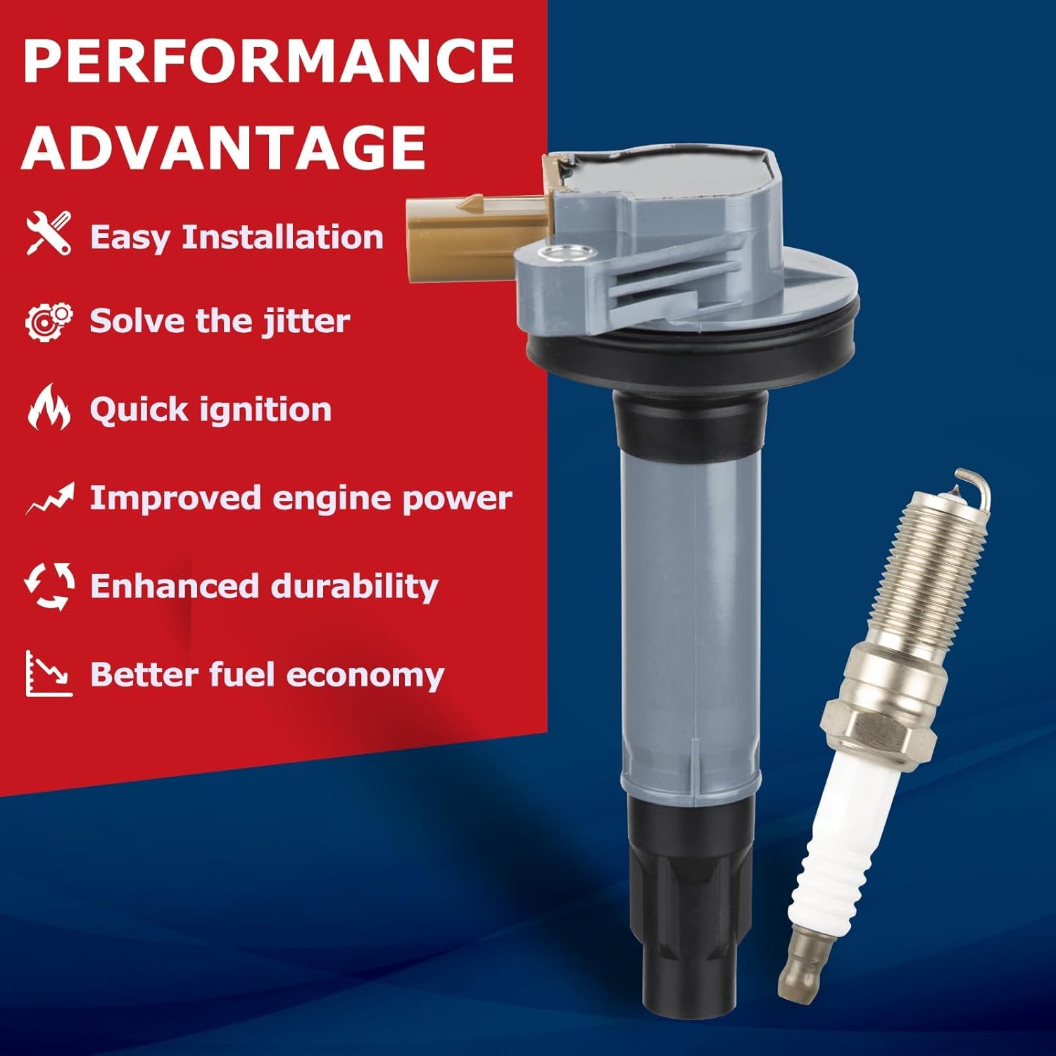 Ignition Coils UF646 and Iridium Spark Plug SP534 Replacement for 3.5L V6 Turbo 2011-2017 with Ford F150 Ecoboost Expedition Explorer Flex Taurus Transit, withLincoln MKS MKT Navigator - Set of 6