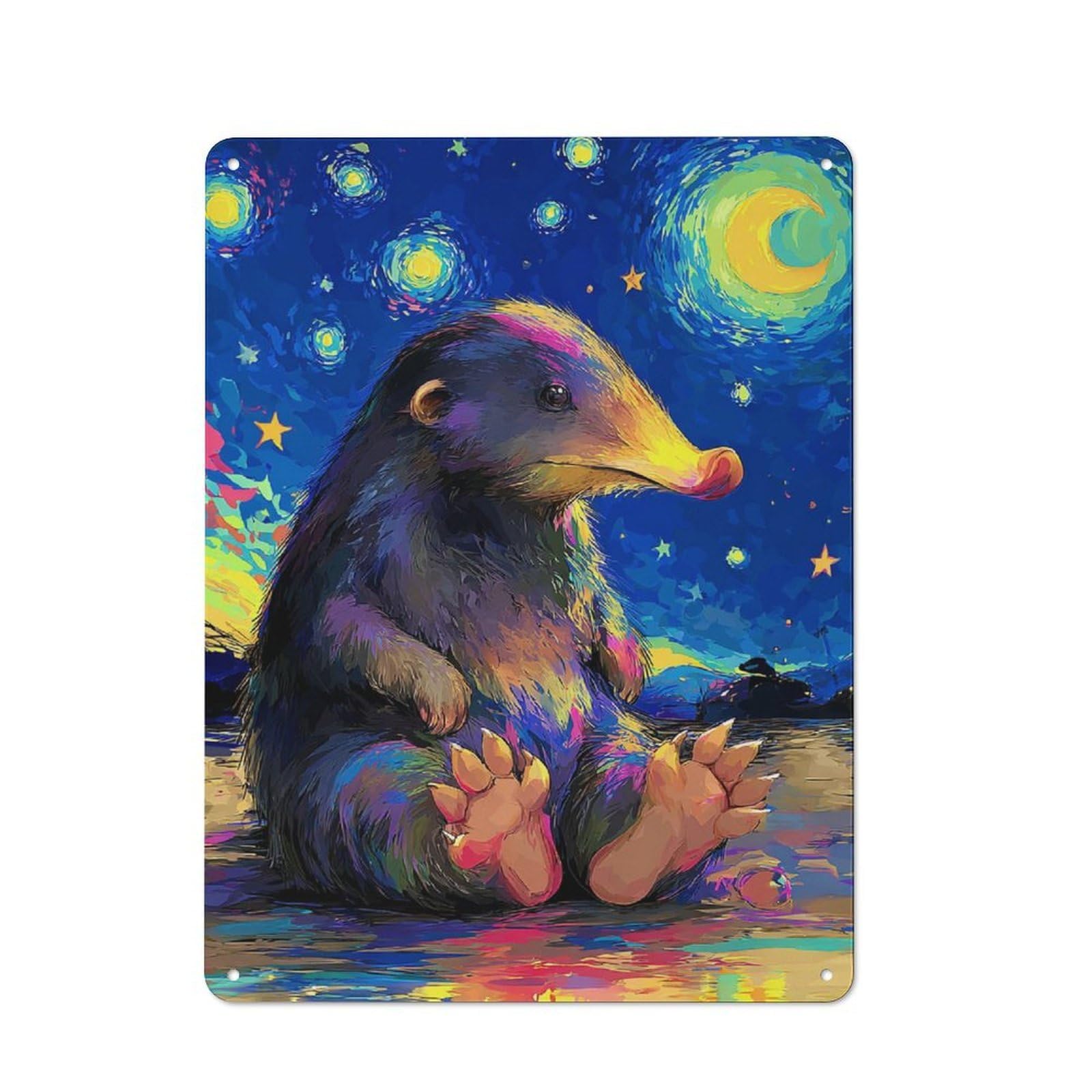 Junmoney Starry Night Numbat Retro Metal Sign 40X30cm For Living Room Or Hallway, For Updating Living Room And Hallway After Moving