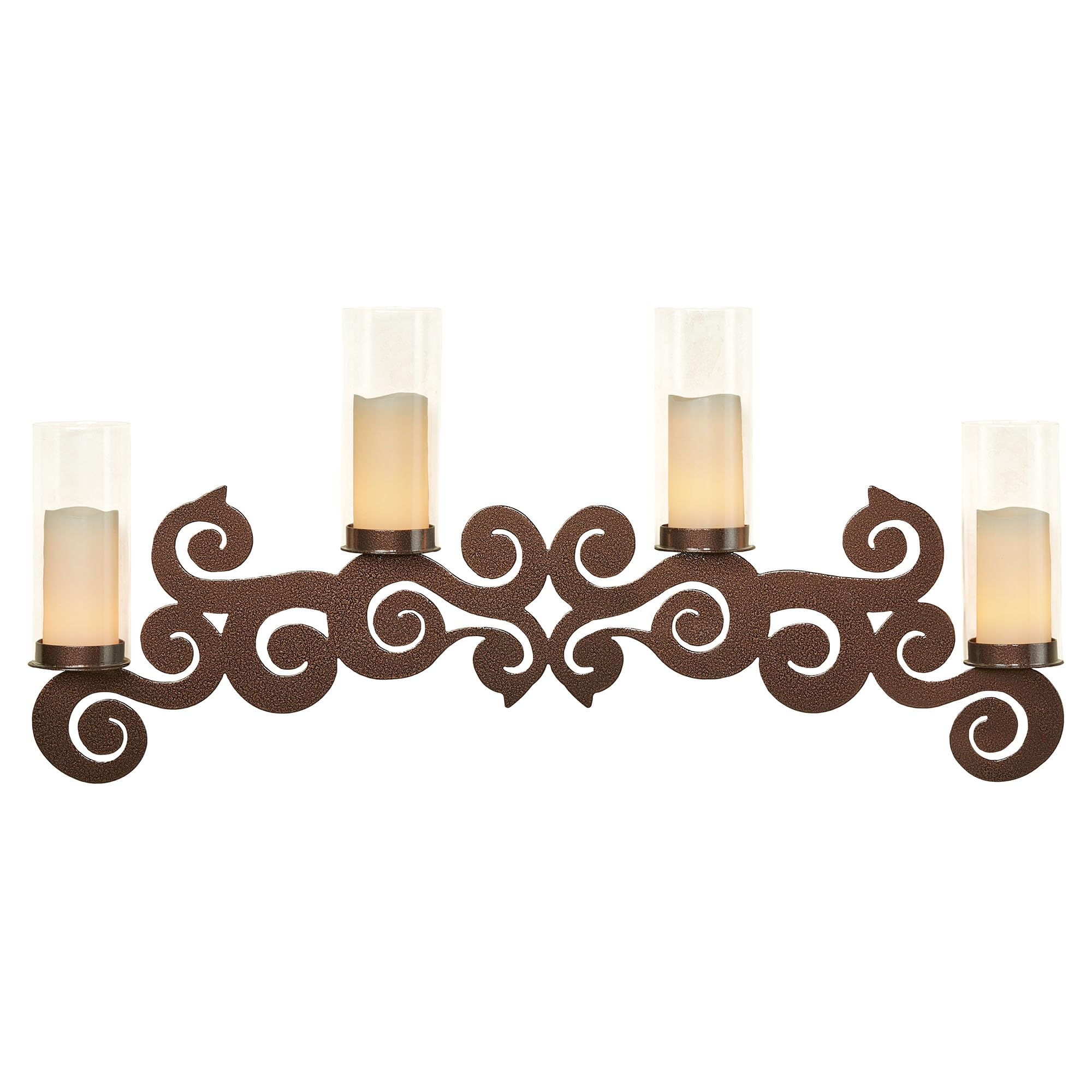 Saint Thomas Metal Wall Sconce Candelabra | Antique Copper | Candleholder Decor for Candles with Hurricane Style Glass