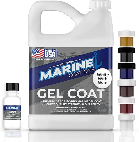 Miniatura 9 de IsoNpg Gel Coat blanco con cera con catalizador MEKP para endurecimiento, con 6 pigmentos de tinte de color, kit de reparación de capa de gel para