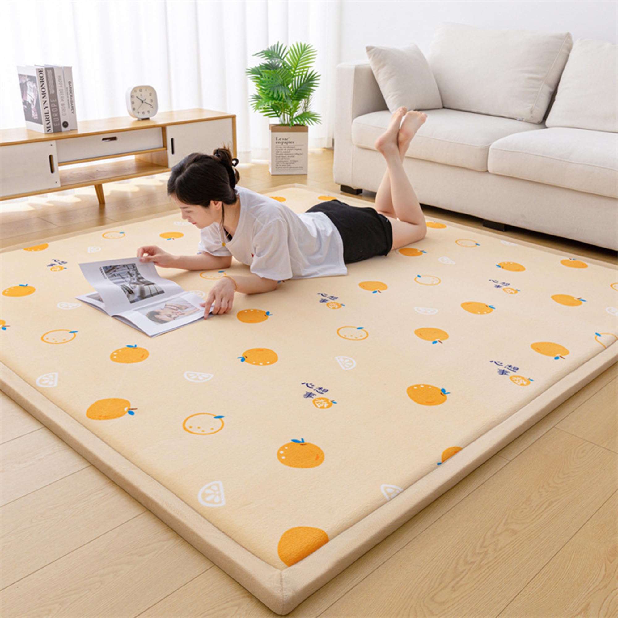 Grand tapis rectangulaire antidérapant de 80 x 300 cm lavable à poils courts