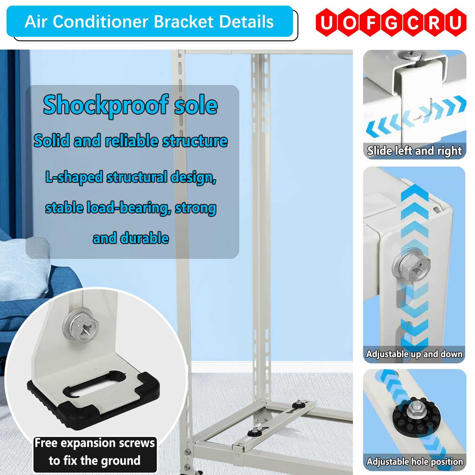 Soporte universal de aire acondicionado de acero galvanizado resistente con doble nivel, montaje en suelo para unidades mini divididas(90×90×45cm)