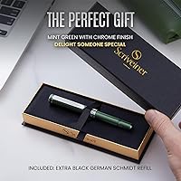 Vista 3 de Scriveiner Green Rollerball EDC Luxury Pen, Stunning Pocket Pen with Chrome Finish, Cool Writing Pen, Best Gift for Men & Women, German Schmidt