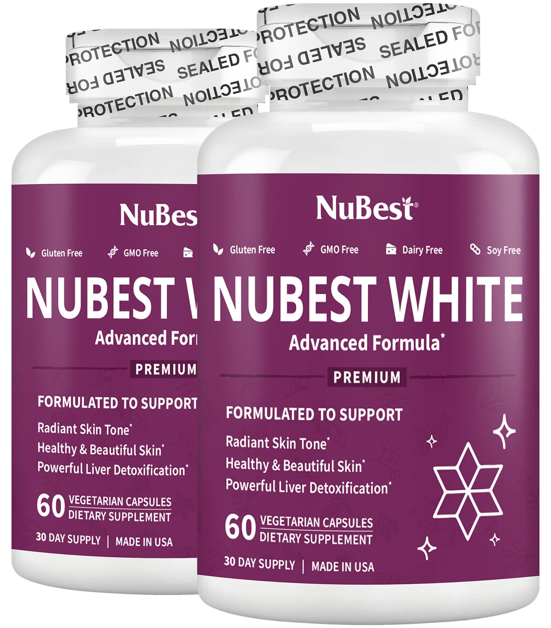 Amazon.com: NuBest White - Skin Whitening Supplement, Supplement for Anti  Aging with Glutathione, Vitamin C, E, B2, Milk Thistle Extract, Green Tea  Extract for Lightening and Brightening