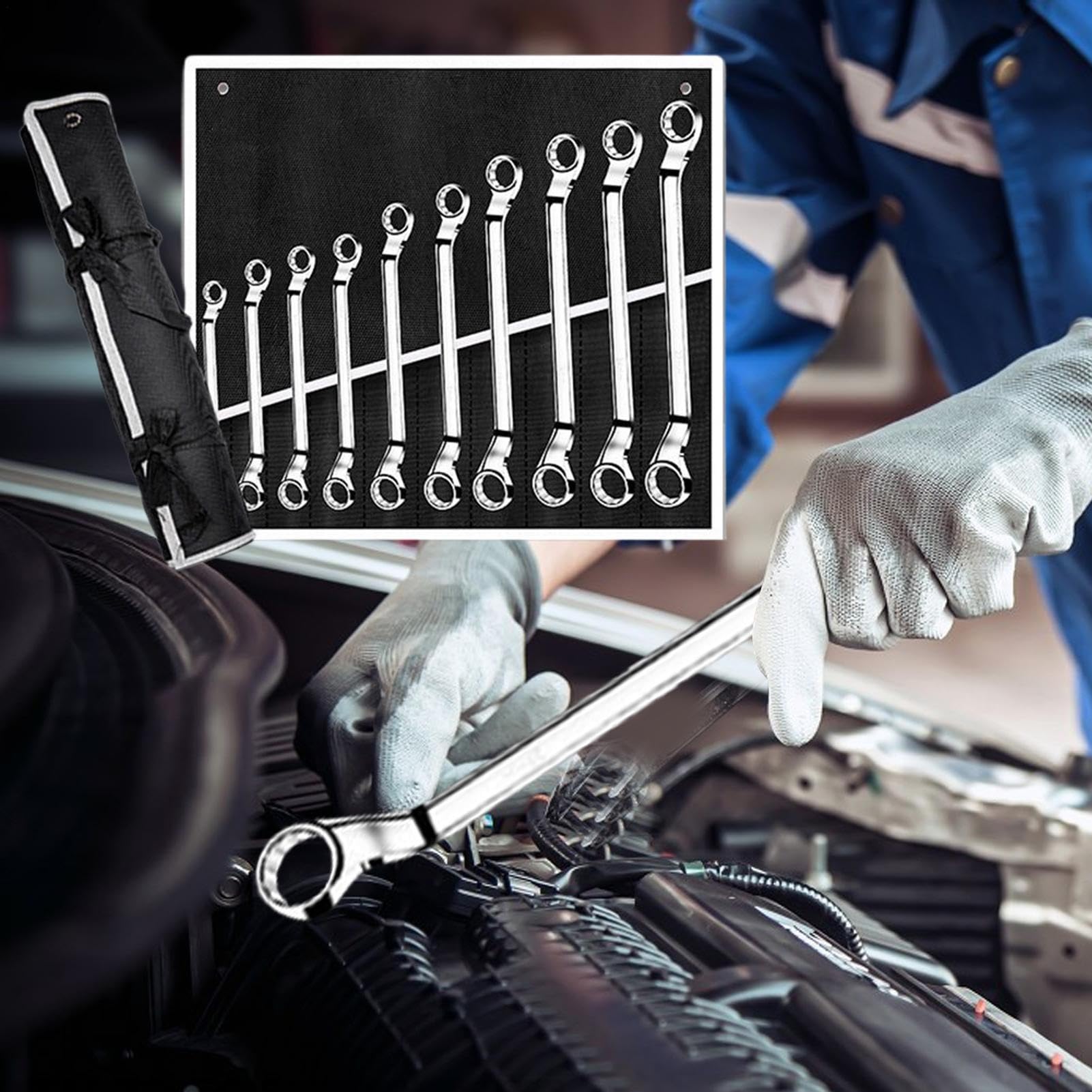 Klucze Nastawne Zestaw Zestaw Kluczy Pudełkowych | Narzędzia Mechanika Ze Stali Chromowo-Wanadowej Odpornej Na Korozję Do Prac Domowych