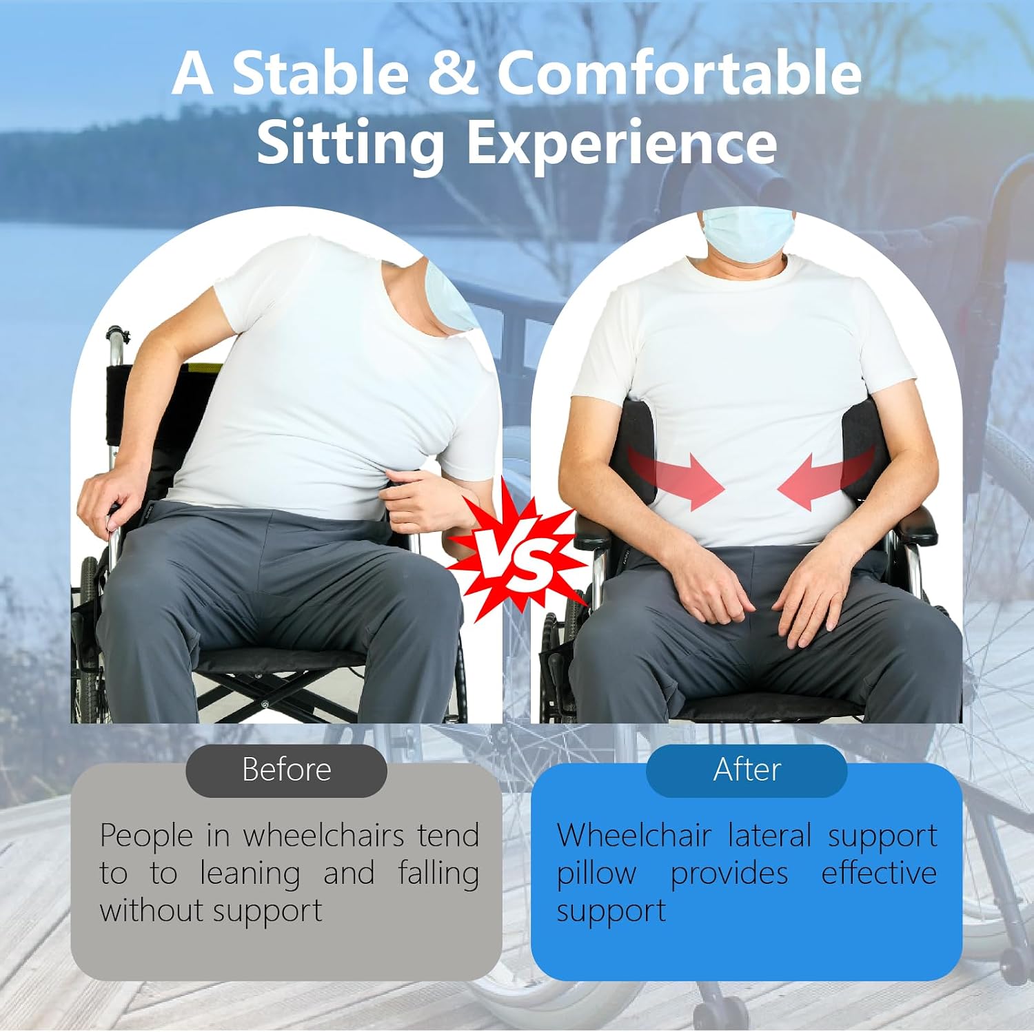 lateral support for wheelchair lateral support cushion with adjustable side panels for wheelchairs,wheelchair stabilizer attachment chair side pads,lateral foam wedge for elderly (black) standard black