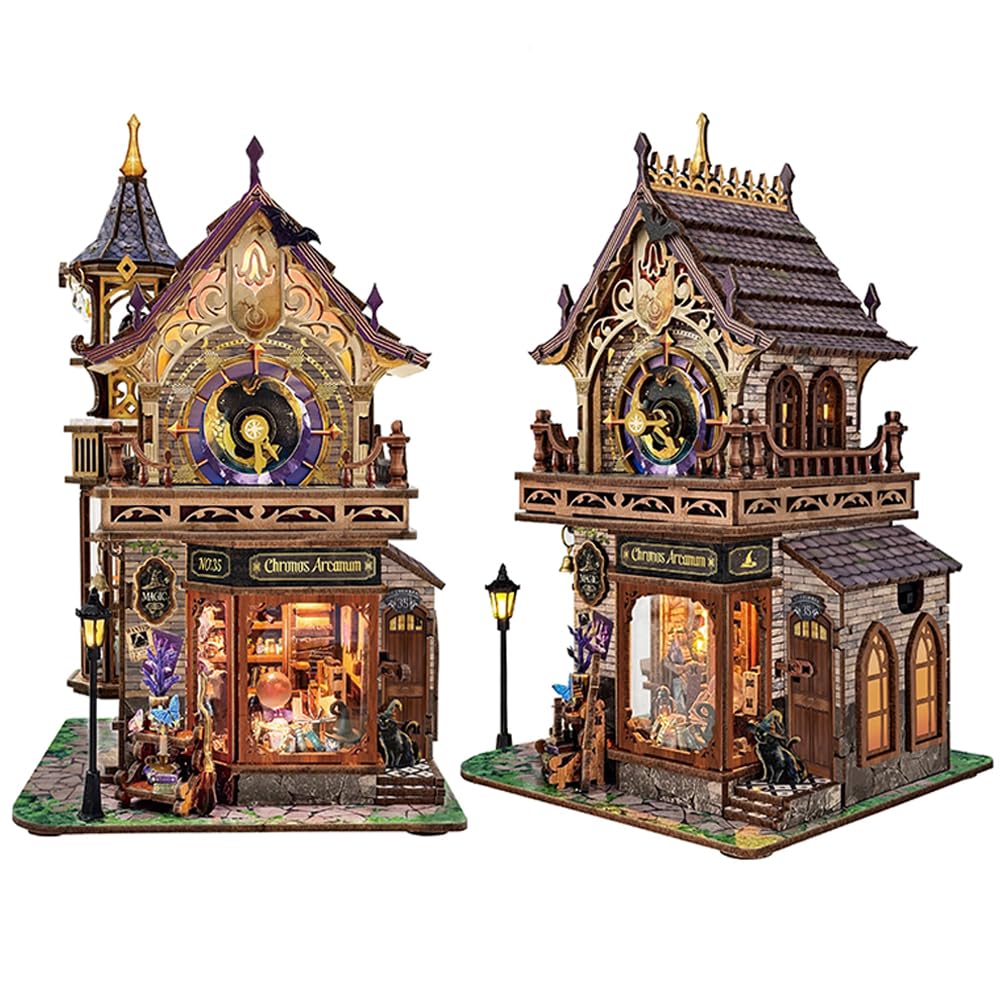 Holzpuppenhaus-Bausatz, DIY-Puppenhaus-Bausatz mit LED-Beleuchtung, kreatives Set zur Regaldekoration, 3D-Modell, kreative Geschenke für Freunde und Verwandte