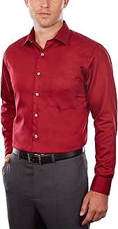 Van Heusen Mens Dress Shirts Regular Fit Lux Sateen Stretch Solid