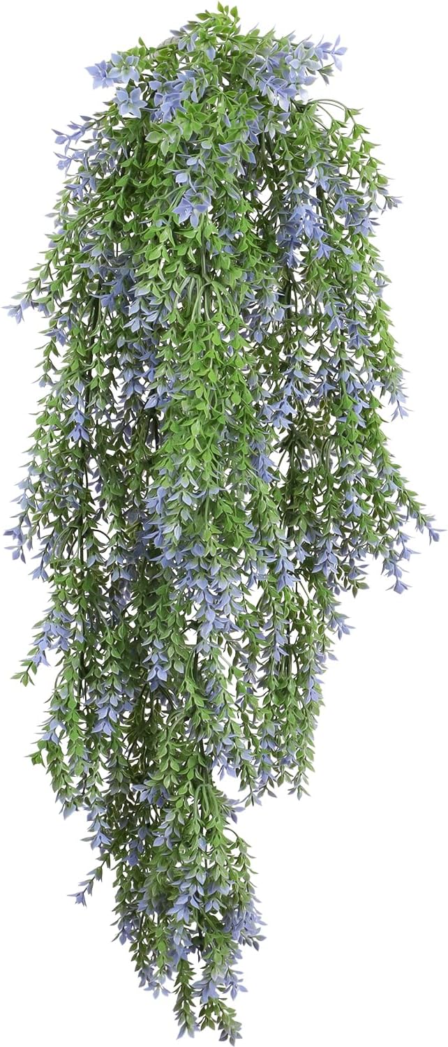 3PC Fake Hanging Plants Artificial Vines 24" Floral Faux Greenery Plant for Wall Home Room Table Wedding Indoor Outdoor Decoration, Lavender