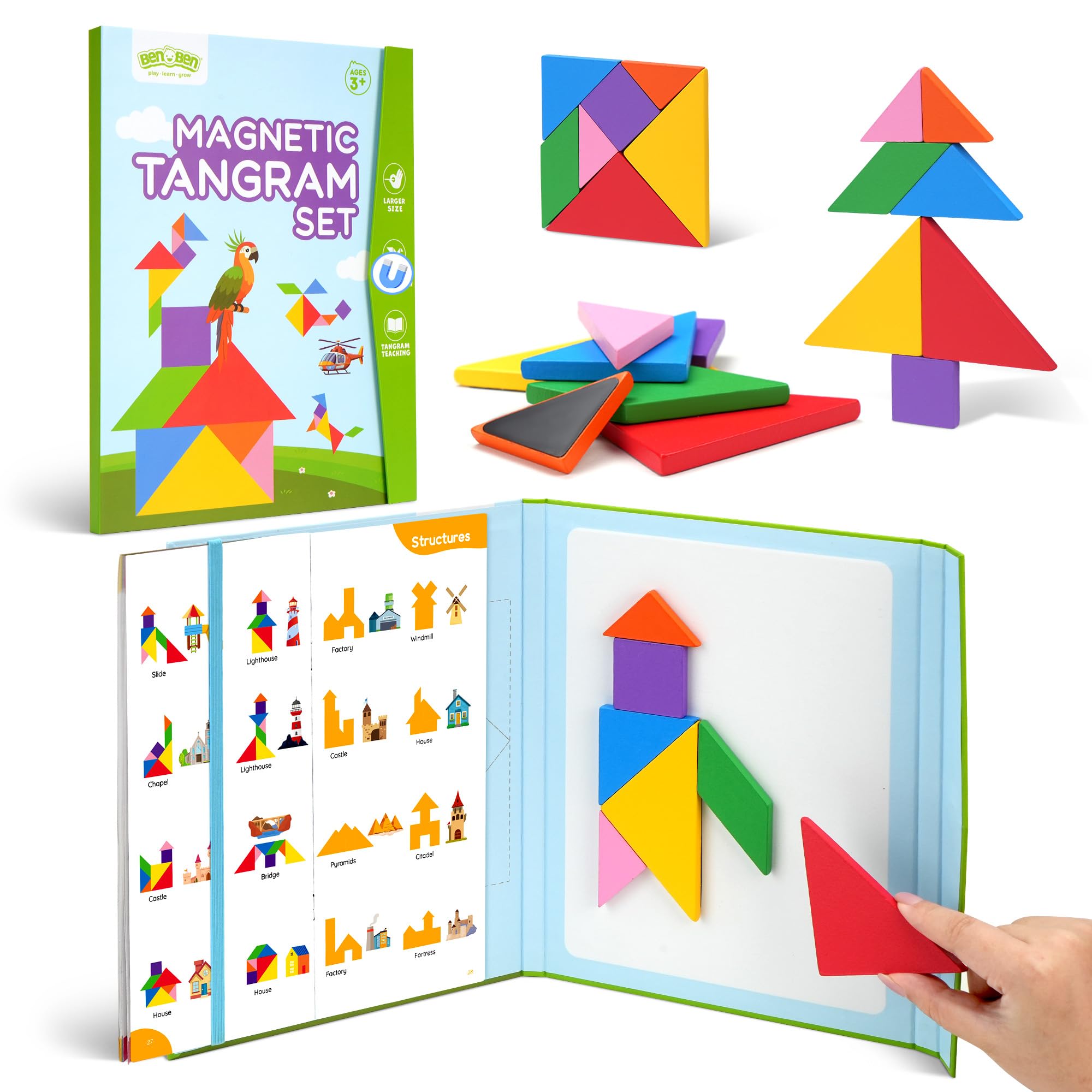 Amazon.com: BenBen Travel Tangram Puzzle with Magnetic Wooden