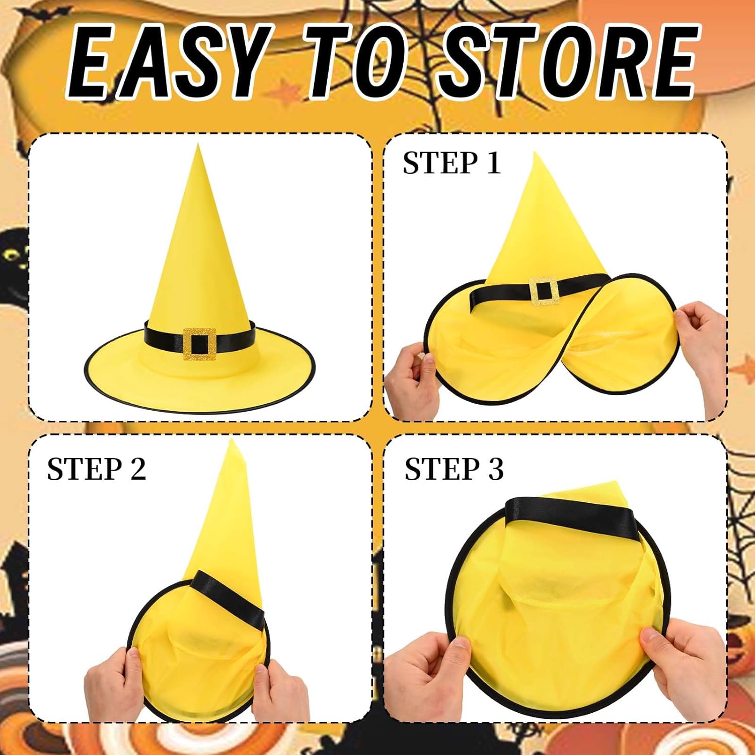 4 Pcs Halloween Couple Monkey and Yellow Costume Set Include Yellow Hat Black Polka Dots Tie Monkey Ears Headband Tails for Cosplay Unisex Dress up - Image 3