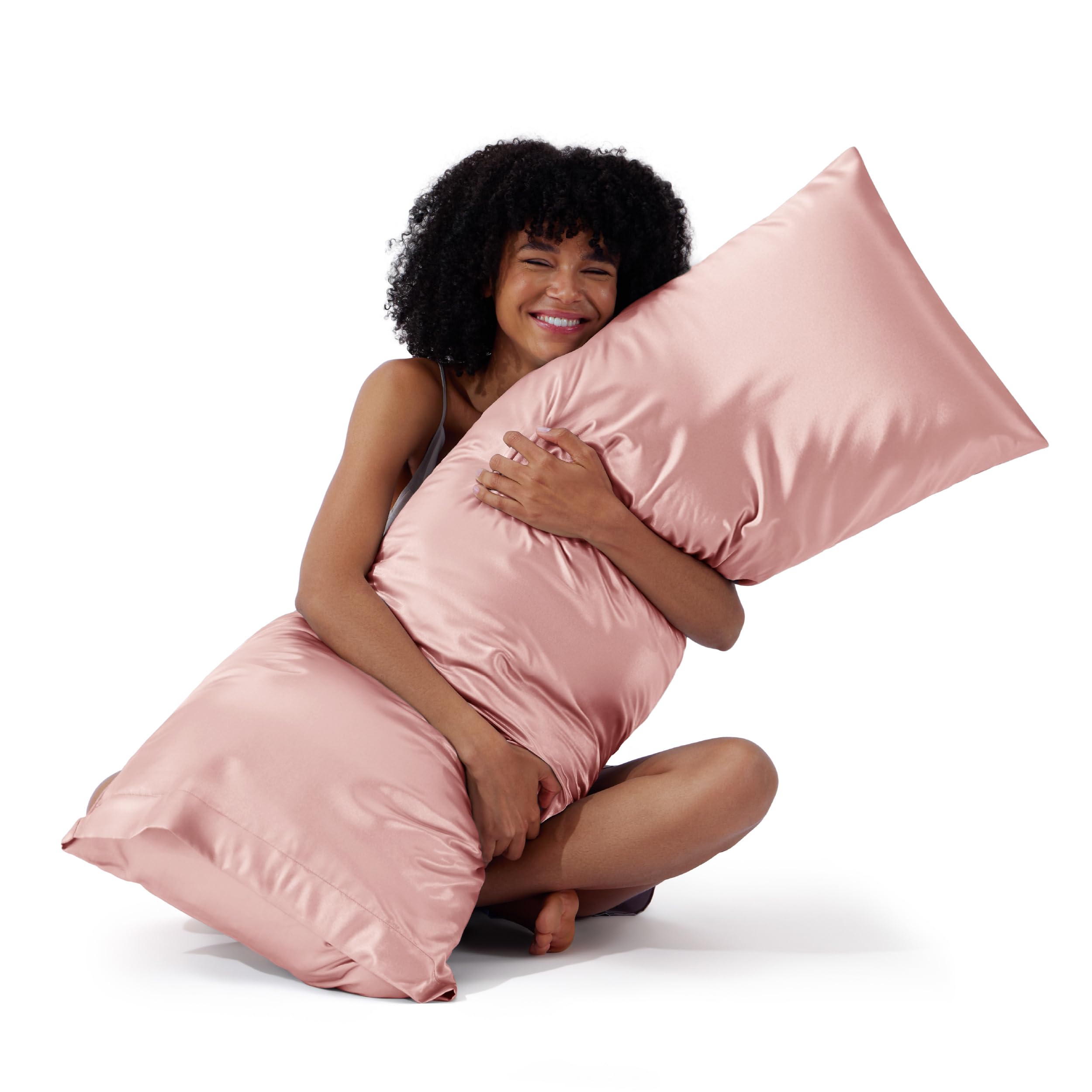 Bedsure Body Pillow Cover 20x54 Inches Coral Satin Similar to Silk  Pillowcase for Hair and Skin, Cooling and Silky Long Body Pillow Pillowcase