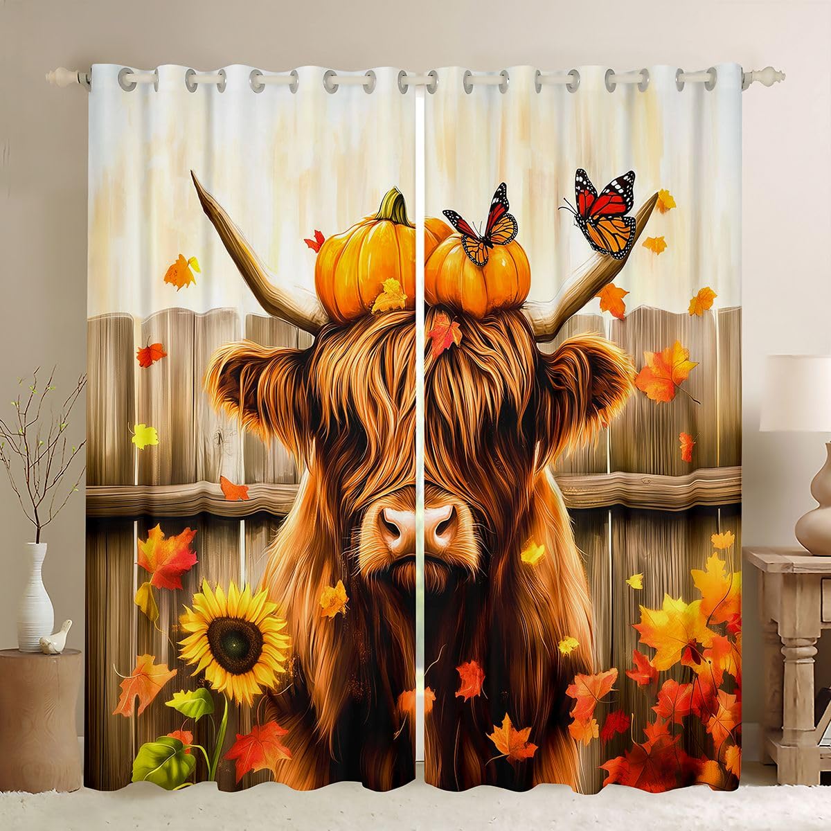 Homewish Schottisches Hochlandrind Verdunklungsvorhänge 245x140(HxB)