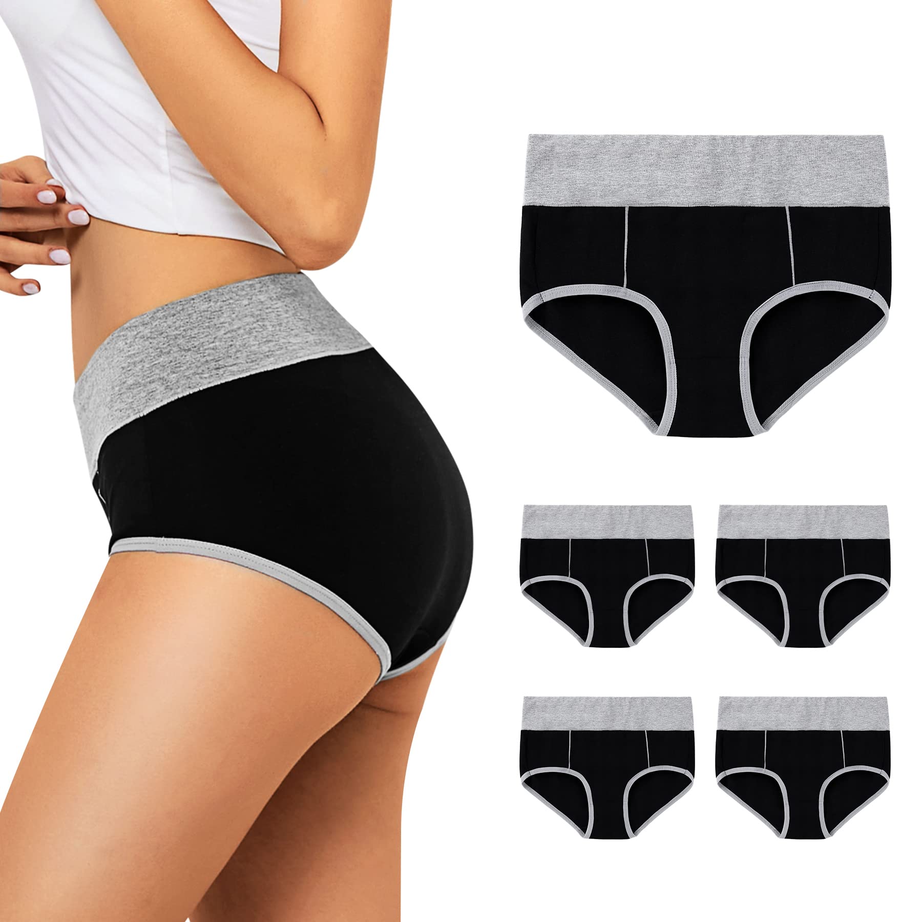 FALARY Mutande Vita Alta Donna in Cotone, Pacco da 5