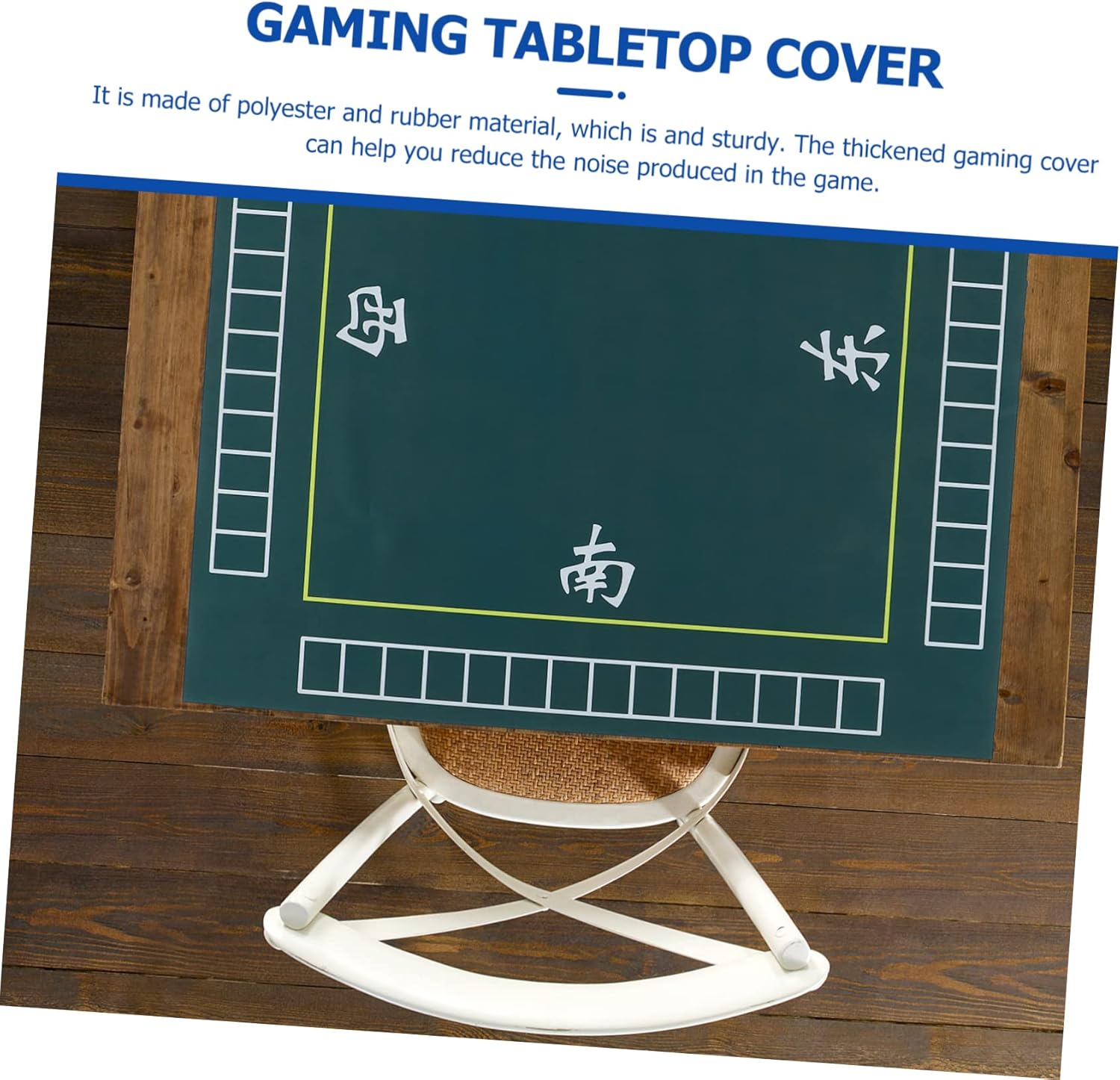 Square Table Cover for Board Games Thickened Green Mahjong Mat with Non-Slip Backing for Dominoes Poker and Card Games