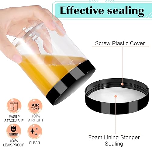 Miniatura 3 de Paquete de 48 tarros de plástico con tapas, 8 onzas + 16 onzas, recipientes transparentes para cosméticos con bolígrafo y etiquetas, tarros de