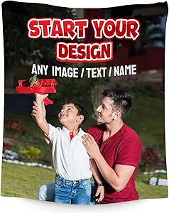 Personalized Blanket with Photo - Custom Gift for Kid Teens Adults - Picture Blankets with Name, Soft Fleece Throw for Couch, Bed