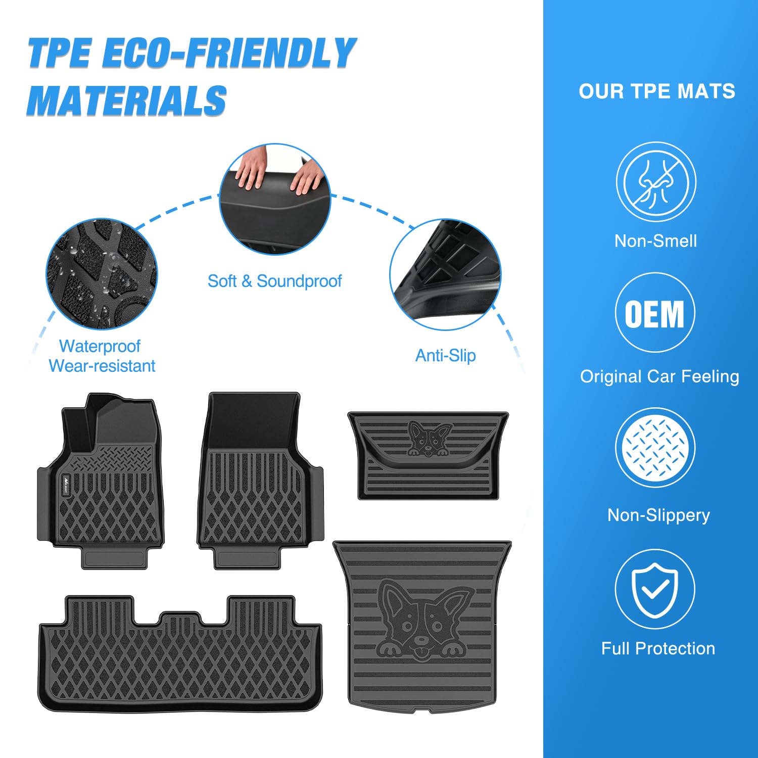 Nilight TPE Floor Mats Cargo Mats Set for Tesla Model Y Juniper 2025 2026 All Weather Custom Fit — view 3