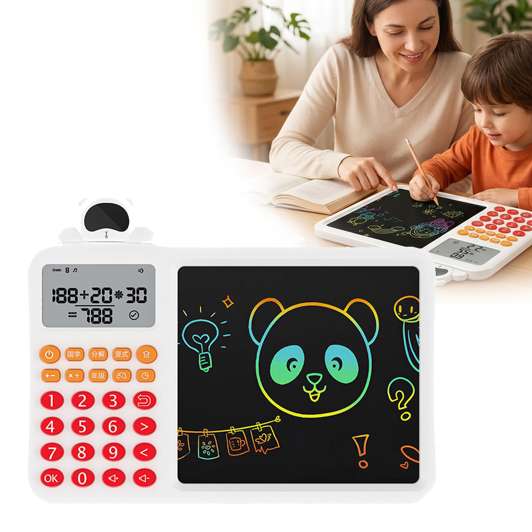 2-in-1 Smart Math Learning Tablet LCD Writing Pad White-A