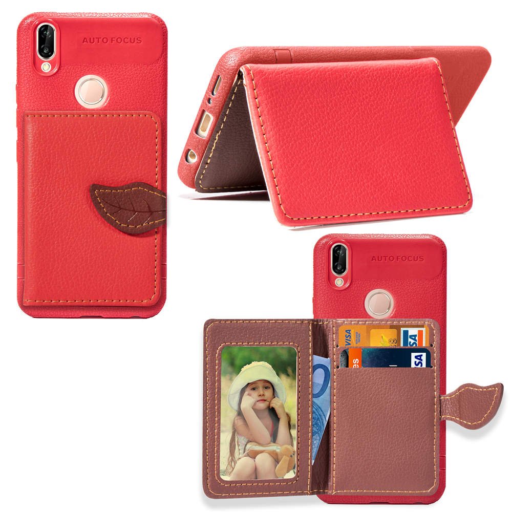 Happon Huawei P20 Lite Huawei Nova 3E Case Flip Cover Phone Case Slim Case Huawei P20 Lite Huawei Nova 3E - Red