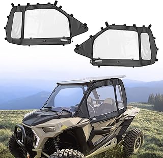 KEMIMOTO Upper Doors, Upgrade Resin Zipper Unbreakable Compatible with 2014+ Polaris RZR XP 1000 / XP Turbo RZR 900 /S 900 Upper Windows Soft Cab Enclosures Water-resistant Side Windshield - 2 Seater
