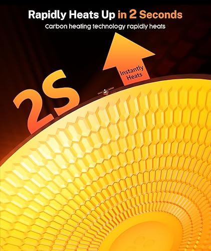 Miniatura 2 de Calentador de espacio, calentadores eléctricos con termostato y tiempo, calentador de platos radiante con protección de vuelco y sobrecalentamiento,