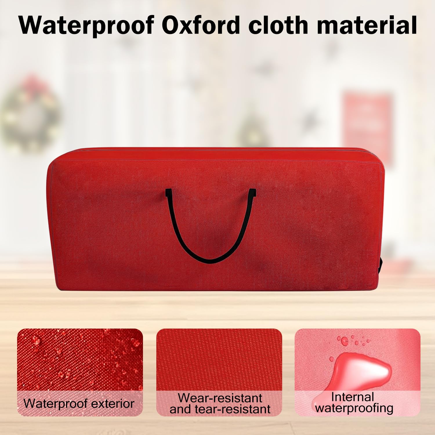Sac De Rangement Pour Sapin De Noël 100x26x45 Cm - Tissu Oxford 600D Imperméable - Avec Poignées - 9