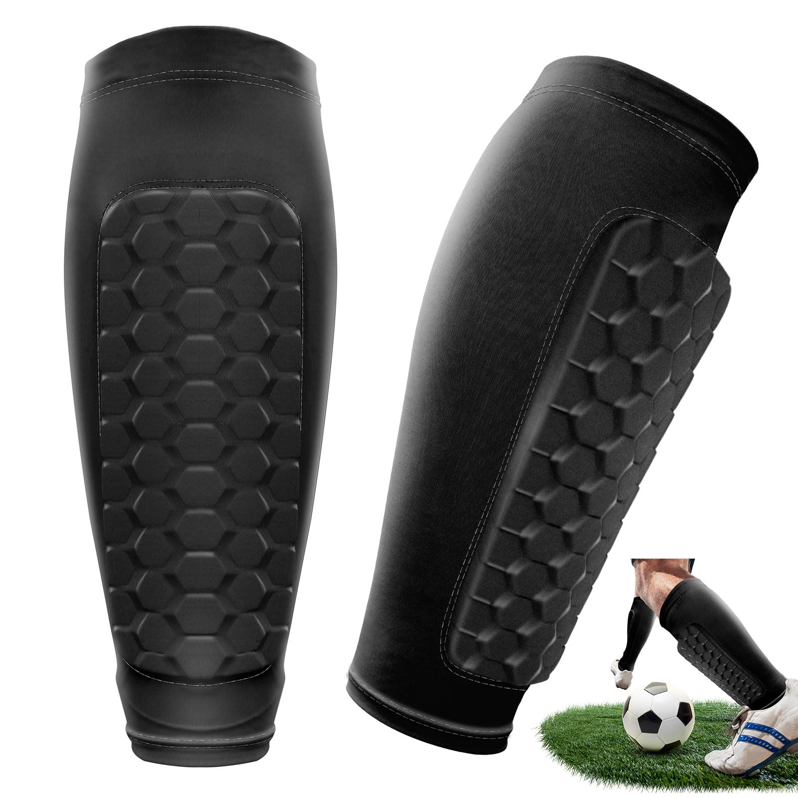 Meayll Kids Shin Pads - Breathable Football Shin Pads Boys with Non-Slip & UV-Protective Cooling Nylon Shin Guards | Designed for Adolescent Football Players (72 g/1 Pair)