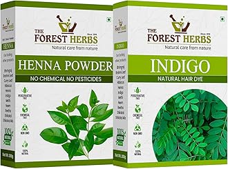 THE FOREST HERBS Natural care from nature 100% Pure & Henna and Indigo Powder (Organically Grown) for Hair & Hair Color - Each 100Gms
