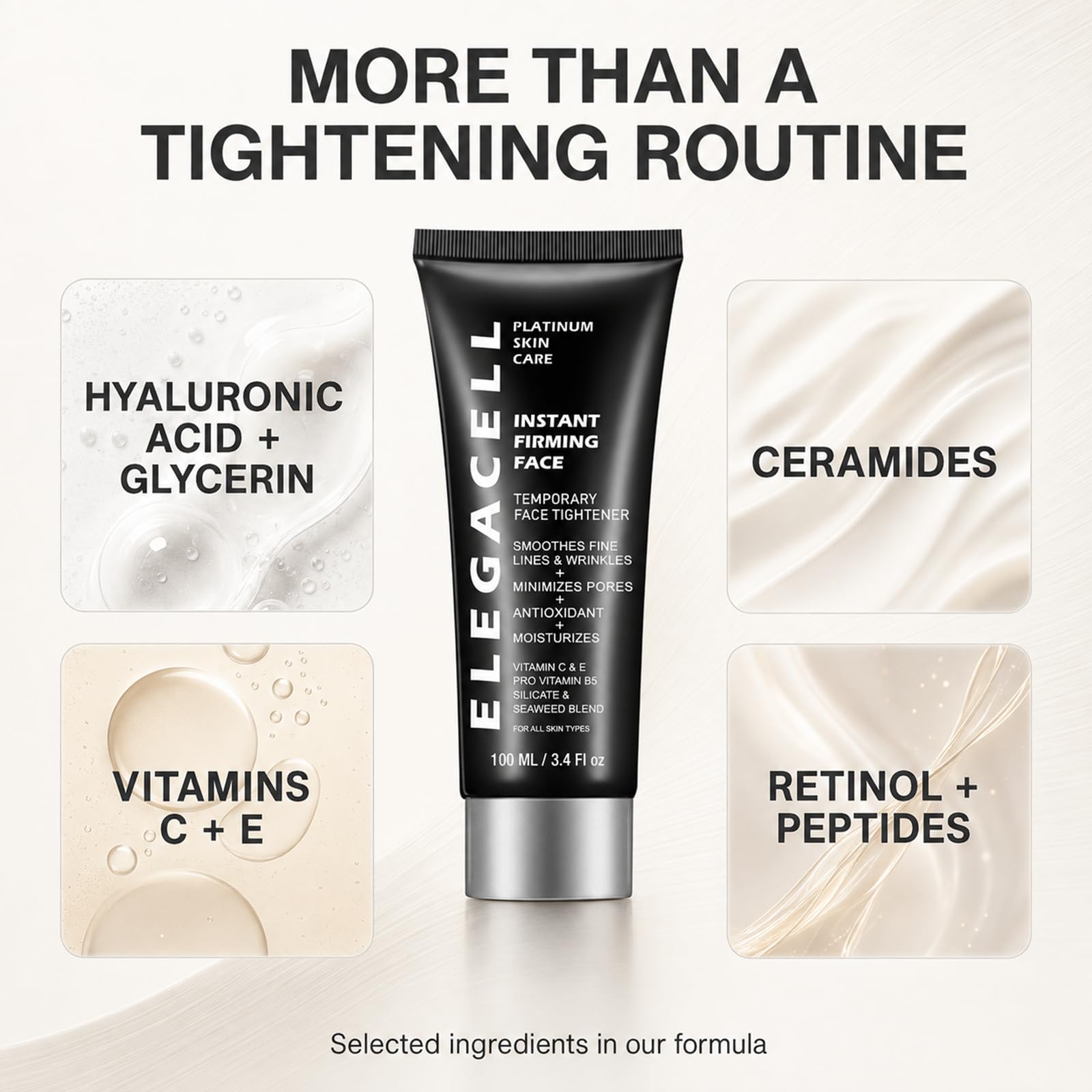 Elegacell Instant Face Lift Cream, Firming Moisturizer for Face and Neck