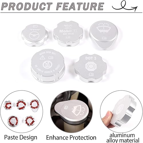 Miniatura 3 de Lcojicep Tapa de aceite del motor, tapa de radiador, tapa de arandela, tapa de líquido de freno, compatible con Chevrolet Corvette C6 2005-2013,