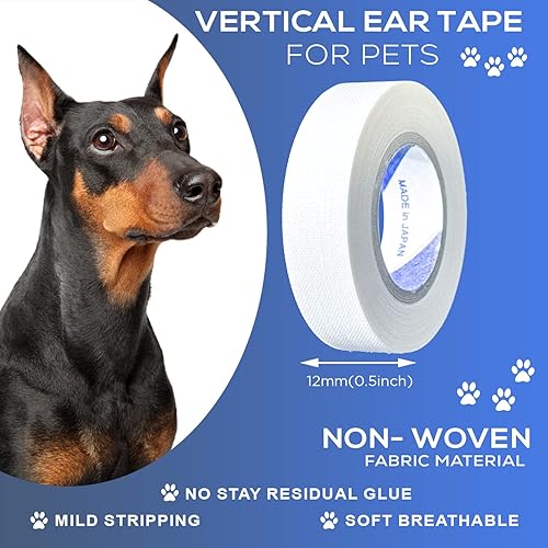 Miniatura 8 de PETTIST Cinta adhesiva para los oídos para perros, paquete de 2 con limpiador de orejas de perro, cinta de algodón autoadhesiva para protección y
