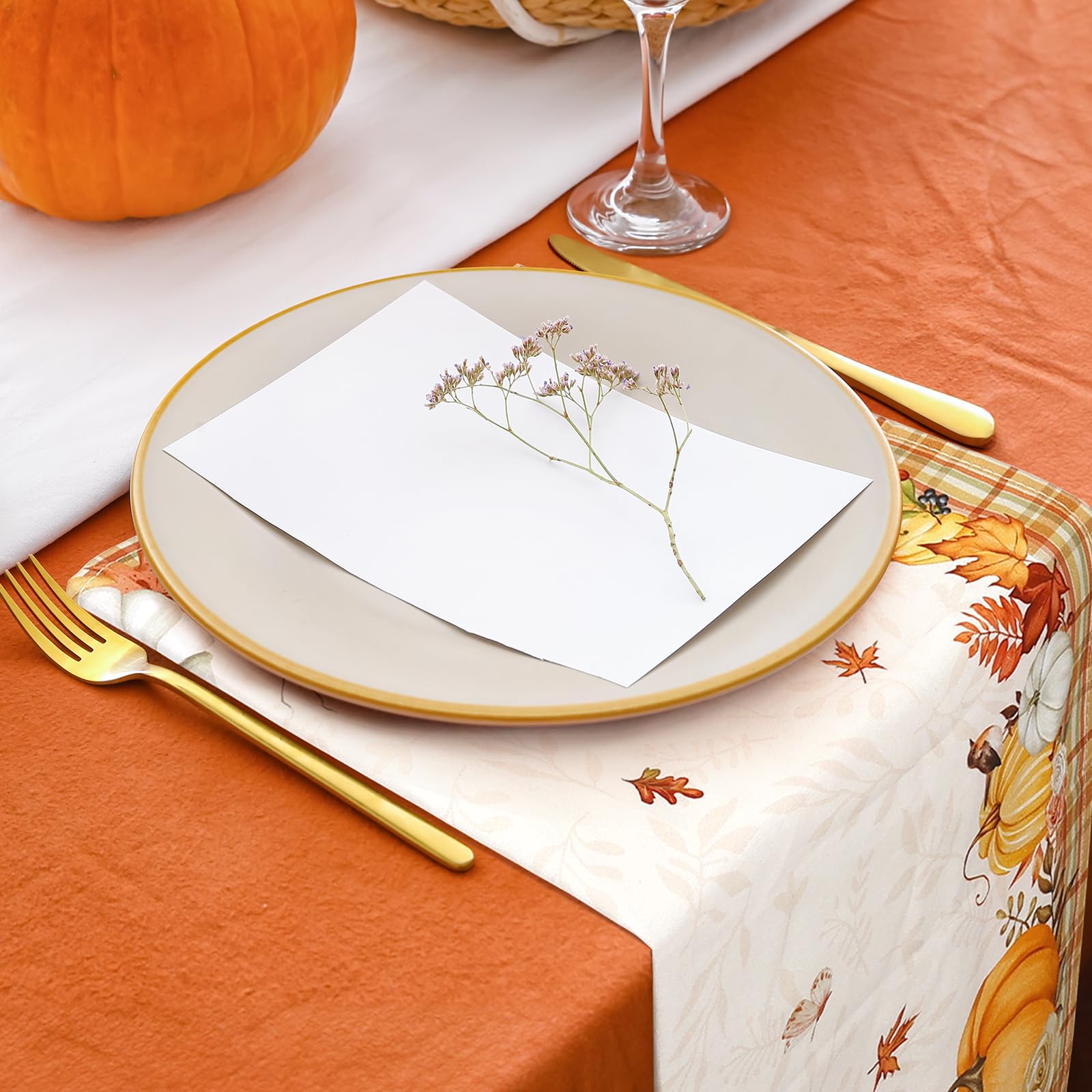 40 Tovaglioli Di Carta Autunnali Con Zucca E Foglie D'acero, 33x33 Cm, Per Ringraziamento, Halloween, Feste A Tema Autunno, Colore Arancione